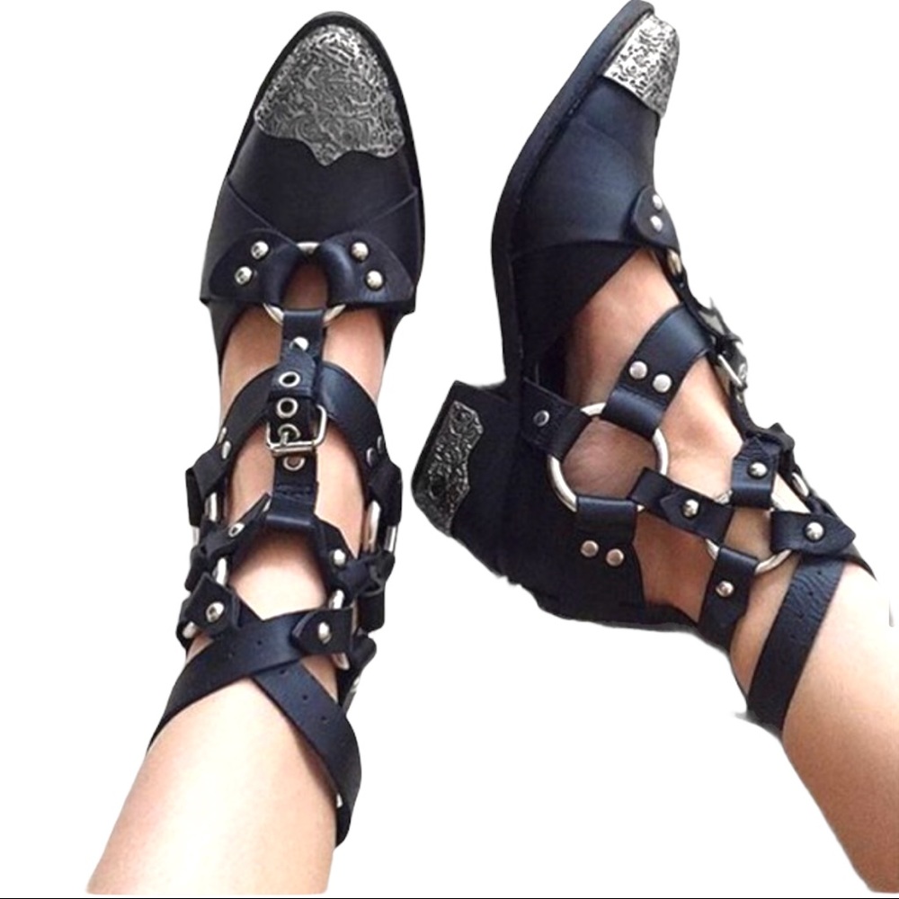 Jeffrey Campbell temeku harness steel toe boots